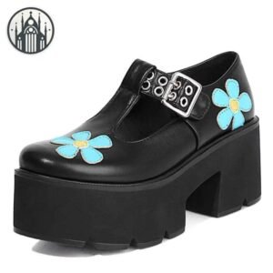 Chaussures Gothiques Plateforme Fleurs Romantique — Univers Gothique