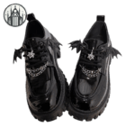 Chaussures Gothiques Punk En Simili-cuir Verni Et Décorations Métalliques! - 35