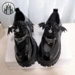 Chaussures Gothiques Punk En Simili-cuir Verni Et Décorations Métalliques! - 36