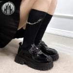 Chaussures Gothiques Punk En Simili-cuir Verni Et Décorations Métalliques! - 37