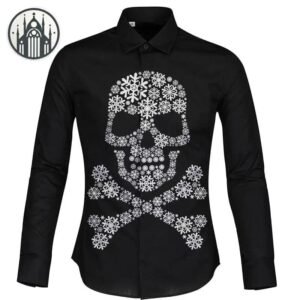 Chemise Gothique Crâne Flocon Polyester — Univers Gothique