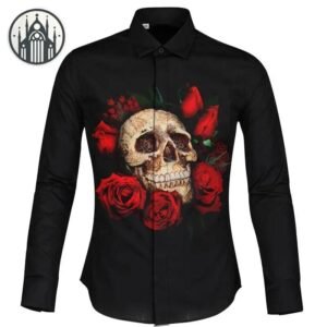 Haut Gothique Crâne Floral Coton — Univers Gothique