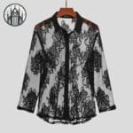 Chemise Gothique Homme: Livraison Offerte Pour Ce Modèle Floral En Maille Transparente! s
