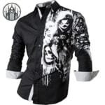 Chemise Gothique Skull Coupe Droite Pour Un Style Décontracté Et élégant!