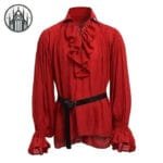 Chemise Gothique Viking Coupée Près Du Corps - Rouge / s