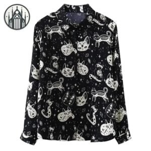 Haut Gothique Polyester Coton Femme — Univers Gothique