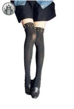 Collant Gothique à Rayure: Livraison Offerte! - Noir
