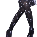 Collants Gothiques Tête Mort Rayés