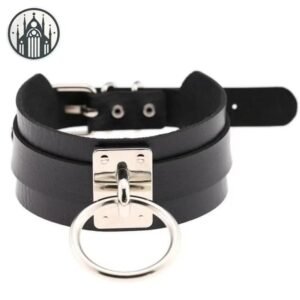 Collier Gothique Cœur Cuir Alliage Zinc — Univers Gothique