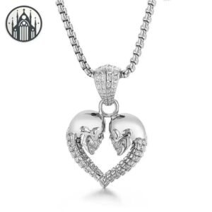 Collier Gothique Crânes Cœur Acier Inoxydable — Univers Gothique
