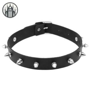Collier Gothique Clous Simili Cuir Femme — Univers Gothique