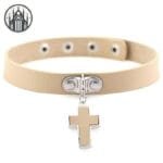 Collier Gothique En Cuir: Le Must-have Pour Les Amateurs De Tour De Cou - Beige