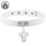 Collier Gothique En Cuir: Le Must-have Pour Les Amateurs De Tour De Cou - Blanc