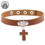 Collier Gothique En Cuir: Le Must-have Pour Les Amateurs De Tour De Cou - Brun