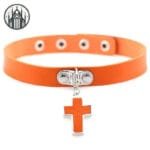 Collier Gothique En Cuir: Le Must-have Pour Les Amateurs De Tour De Cou - Orange