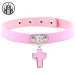 Collier Gothique En Cuir: Le Must-have Pour Les Amateurs De Tour De Cou - Rose