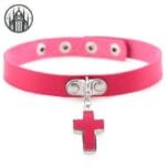Collier Gothique En Cuir: Le Must-have Pour Les Amateurs De Tour De Cou - Rose Foncé