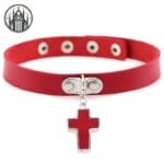 Collier Gothique En Cuir: Le Must-have Pour Les Amateurs De Tour De Cou - Rouge