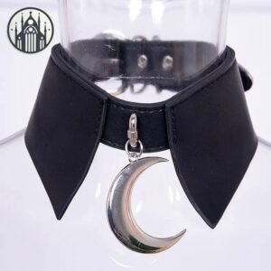 Collier Gothique Lune Acier Inoxydable Noir — Univers Gothique
