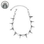 Collier Gothique Style Punk: La Quintessence Rebelle - Argenté / 35cm
