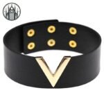 Collier Gothique Ras Cou Cuir Doré — Univers Gothique