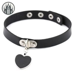 Collier Gothique Cœur Cuir Femme — Univers Gothique