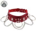 Collier Gothique Punk Cuir Alliage — Univers Gothique (vue 3)