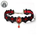 Collier Ras De Cou Vintage Et Gothique - Rouge