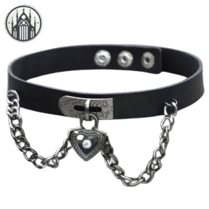 Collier Gothique Simili Cuir Cœur — Univers Gothique