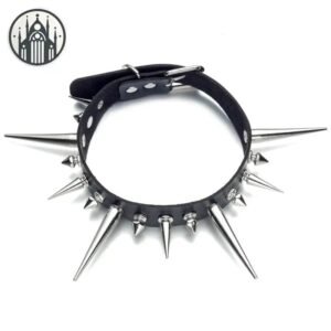Collier Gothique Cuir Végan Punk — Univers Gothique