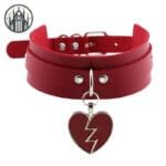 Colliers Gothiques Rouges à Circonférence Réglable - Coeur Brisé