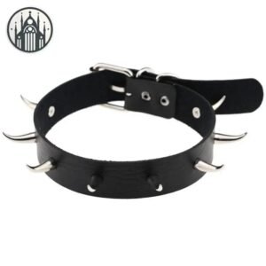 Collier Gothique Ras Cou Rivet Cuir — Univers Gothique