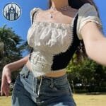 Corsage Brocart Avec Sangle Et Boucle En Métal