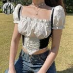 Corsage Brocart Avec Sangle Et Boucle En Métal