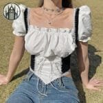 Corsage Brocart Avec Sangle Et Boucle En Métal