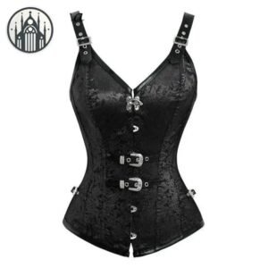 Corset Gothique Jacquard Acier Spiral — Univers Gothique