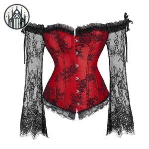 Corset Gothique Burlesque Manches Dentelle — Univers Gothique
