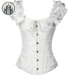 Corset Gothique Féminin Avec Chaîne Steampunk - Un Look Infernal! Blanc / s
