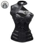 Corset Gothique Femme: Bustier Noir En Polyester Et Spandex - s