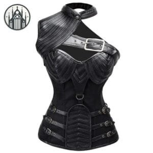Corset Gothique Femme: Bustier Noir En Polyester Et Spandex - s