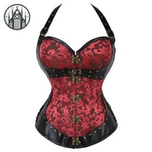 Corset Gothique Steampunk Rouge Noir — Univers Gothique