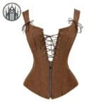 Corset Gothique Steampunk En Simili Cuir - Arrivé De L’enfer! Marron / s