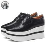 Creepers Gothique: Chaussures Cuir à Grain Plein - Noir / 34