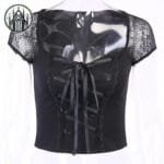Crop Top Gothique En Coton Maillé De Qualité - Livraison Offerte! - Xs