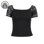 Crop Top Gothique En Coton & Polyester - Livraison Offerte! - s