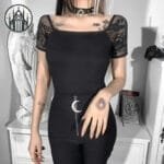 Crop Top Gothique En Coton & Polyester - Livraison Offerte!