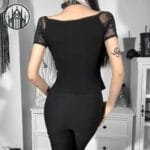 Crop Top Gothique En Coton & Polyester - Livraison Offerte!