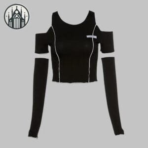 Crop Top Gothique En Tissu Spandex Et Coton Noir Et Blanc