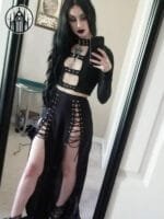 Crop Top Gothique Punk En Velours Noir Avec Manches évasées