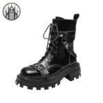 Bottines Gothiques Cuir Talon Bas — Univers Gothique